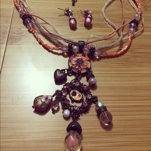 Handmade Venetian Necklace and Matching Earrings